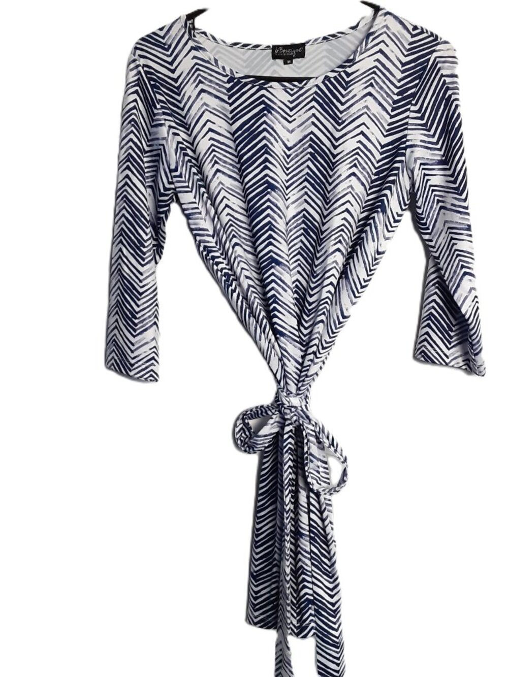 b. Boutique Dress Size MED Belted Pullover Round Neck 3/4 Sleeve Round Neck
